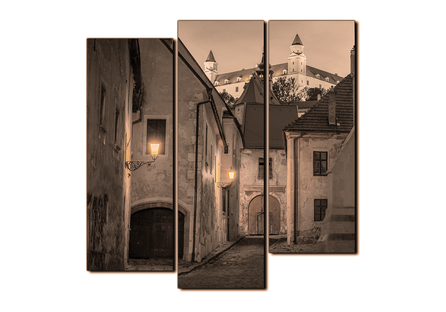Obraz na plátně - Bratislava staré město s hradem vzadu- čtverec Obraz na plátně - Bratislava staré město s hradem vzadu- čtverec